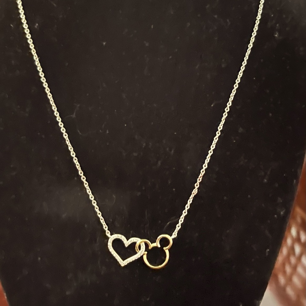 Mickey Mouse sterling and gold heart necklace